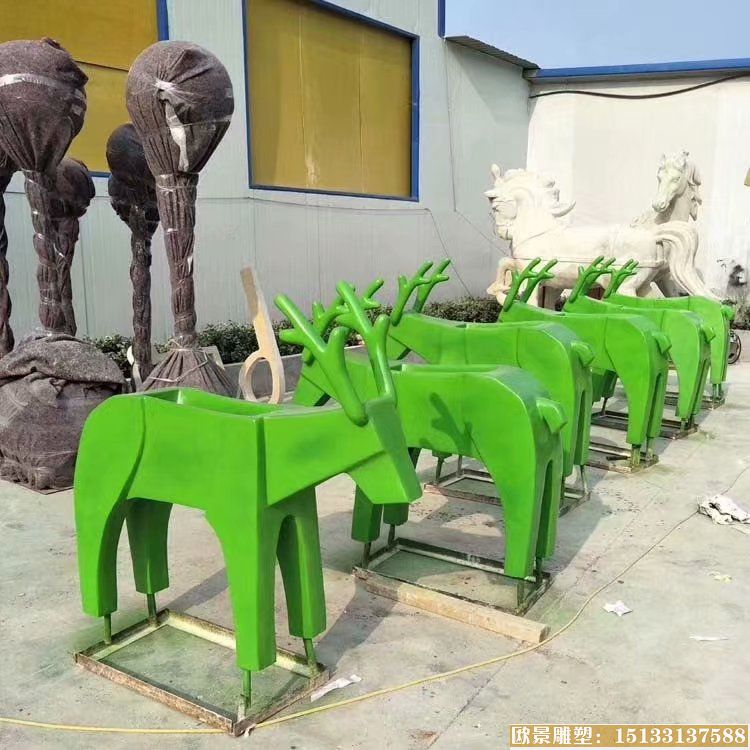不锈钢抽象鹿雕塑 动物景观鹿雕塑 