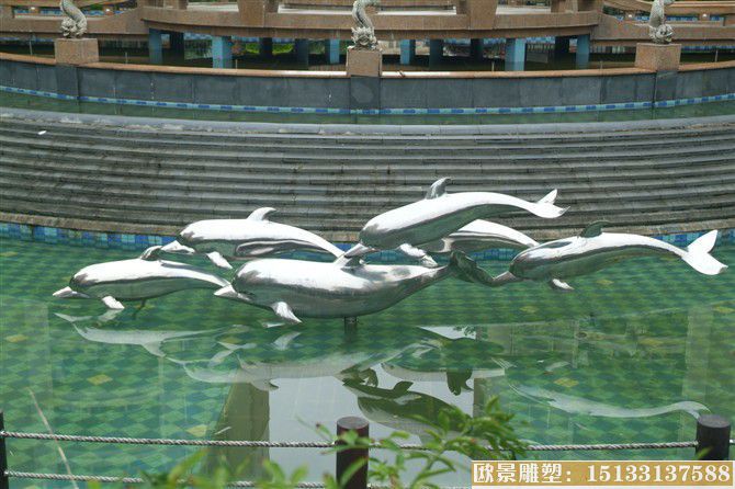 不锈钢镜面海豚雕塑 动物海豚雕塑 海洋生物雕塑